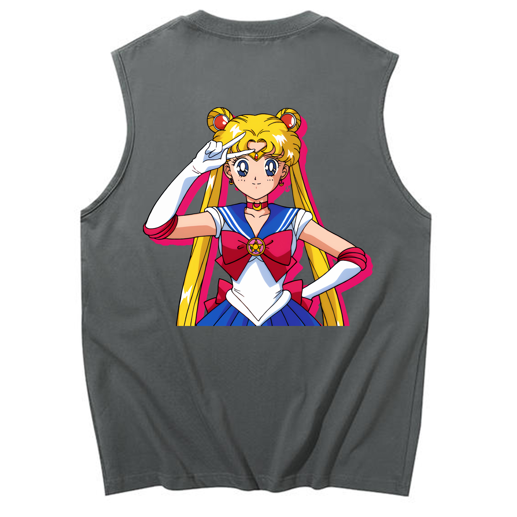 （画像用） 美少女戦士セーラームーン 月野 うさぎ つきの うさぎ Sailor Moon Tsukino Usagi コットン100％タンクトップ（背面プリント）